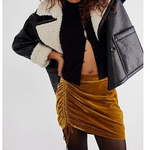 Free People Vivienne Velvet Rouched Asymmetrical Mini Skirt 6